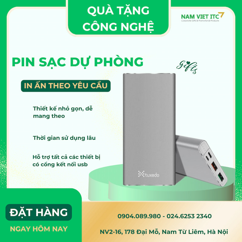 Pin sạc dự phòng nhỏ gọn, dễ dàng mang theo