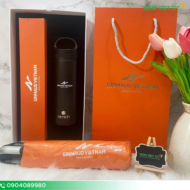 Bộ quà tặng giftset bình giữ nhiệt và ô cán ngắn