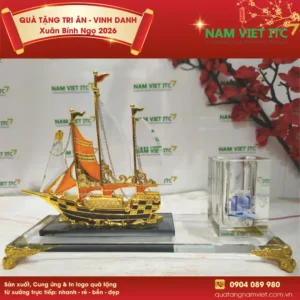 Hộp đựng bút pha lê thuyền thuận buồm xuôi gió NV05 - quà tặng đối tác
