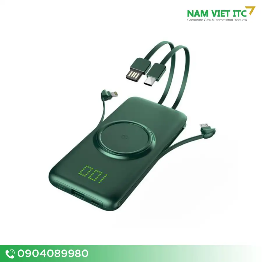 Pin sạc không dây kèm nhiều đầu cáp